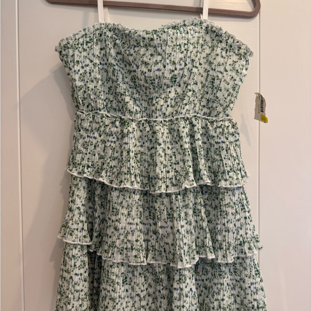 Floral Green Tiered Kids Dress
